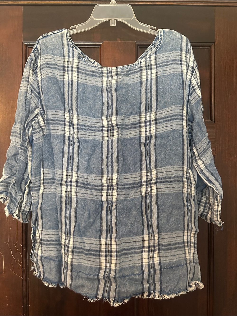 Tribal Blue and White Plaid Lightweight Tunic